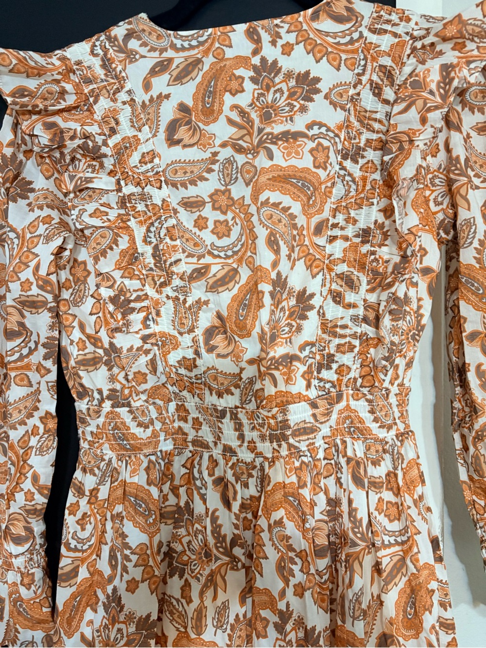 Maje szEuro 34 (us sz 4) Bohemian Paisley Orange & White Maxi Dress - Picture 4 of 14